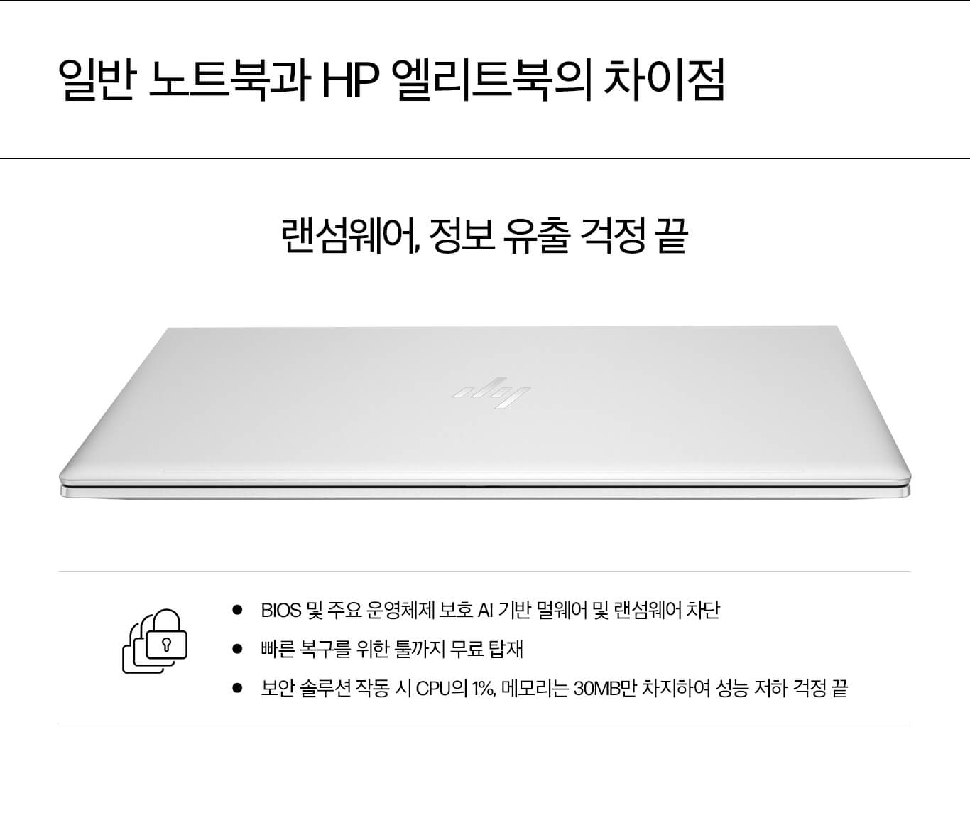 일반 노트북과 HP 엘리트북의 차이점-랜섬웨어, 정보유출 끝