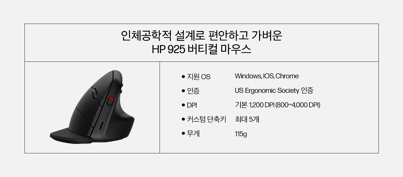 함께 사용하면 좋은 제품-HP 925 버티컬 마우스